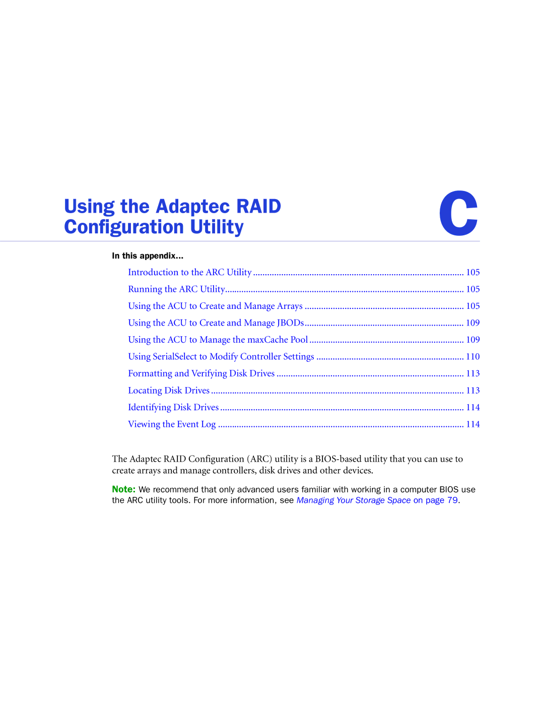 Adaptec 2268300R manual Using the Adaptec RAID Configuration Utility 