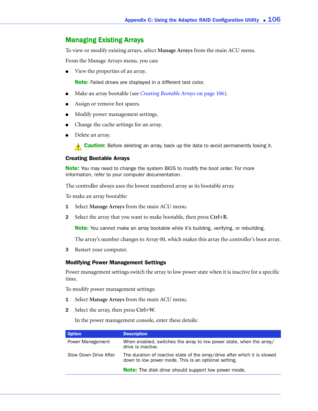 Adaptec 2268300R manual Managing Existing Arrays 