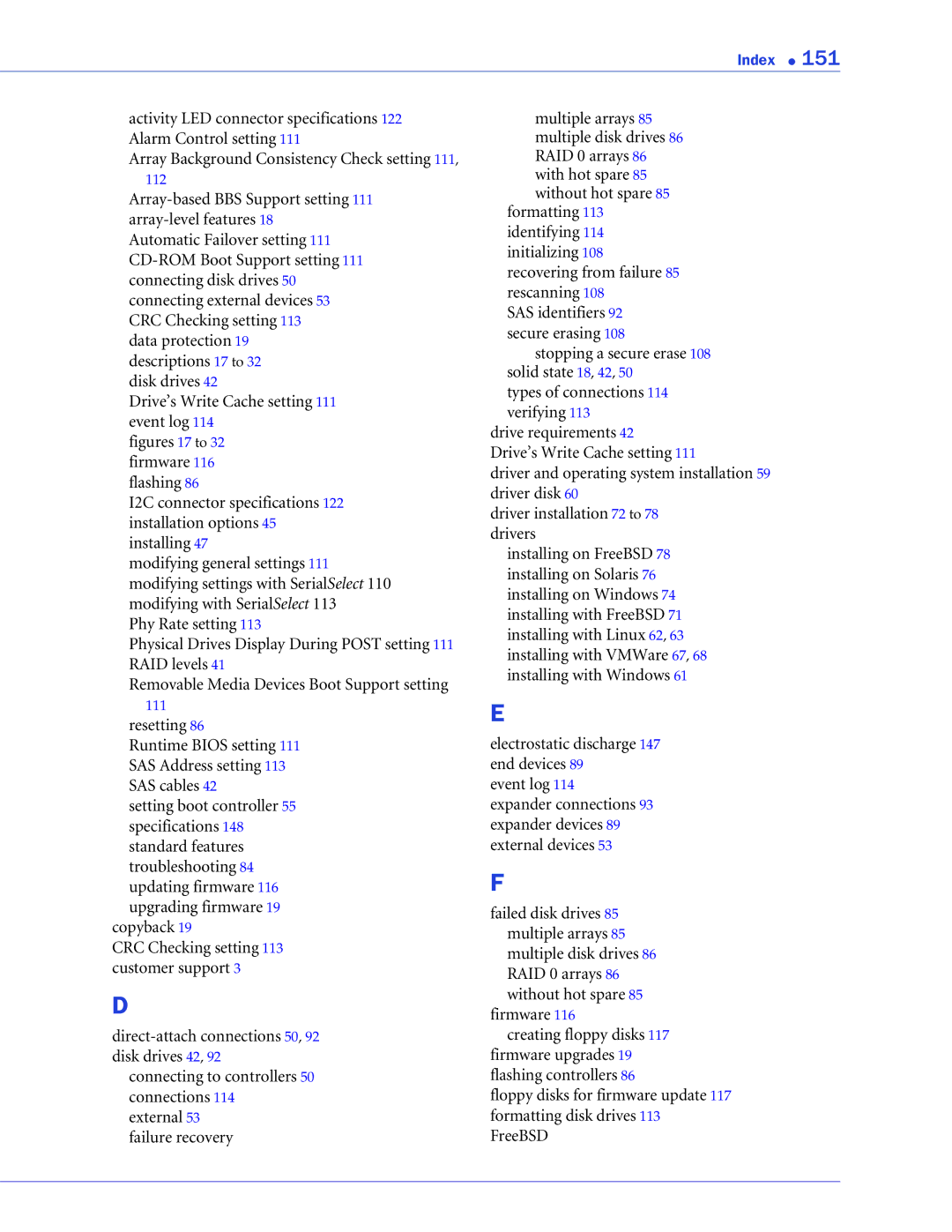 Adaptec 2268300R manual Index 