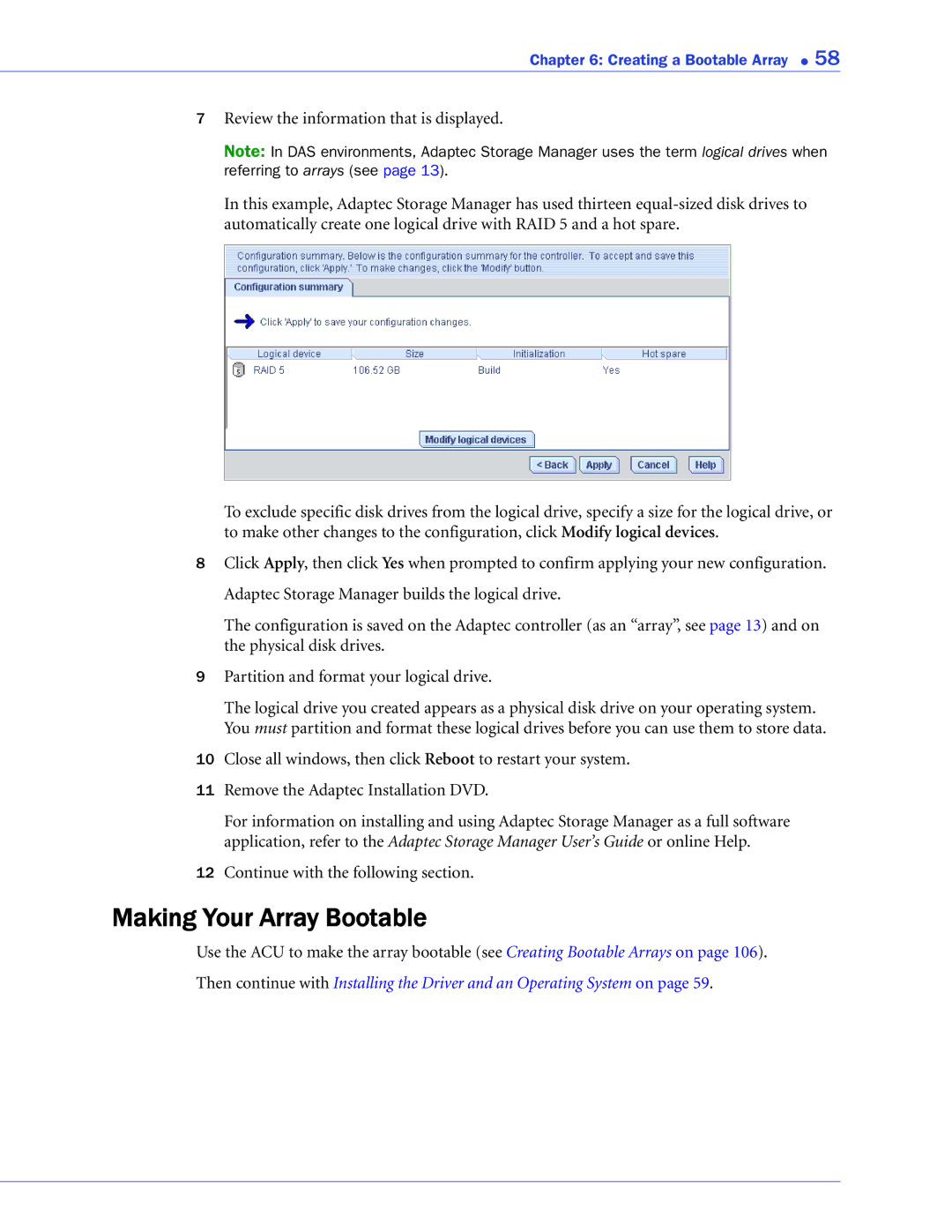 Adaptec 2268300R manual Making Your Array Bootable 