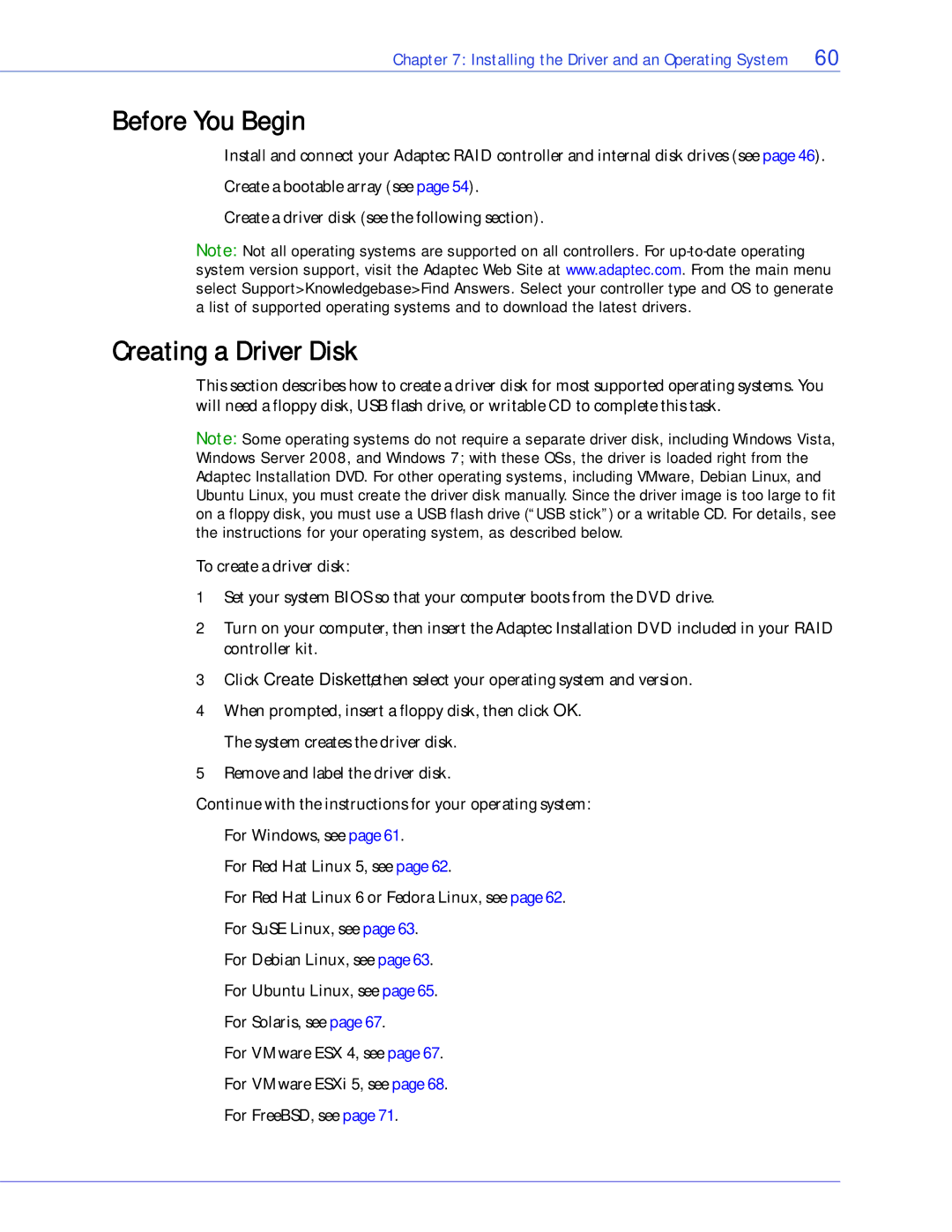 Adaptec 2268300R manual Before You Begin, Creating a Driver Disk 