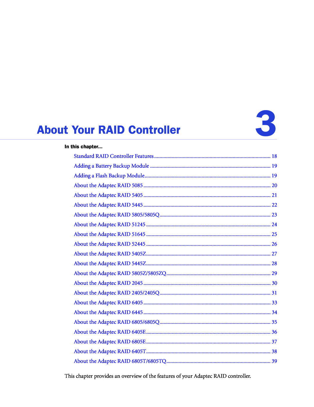 Adaptec 2268300R manual About Your RAID Controller, In this chapter 