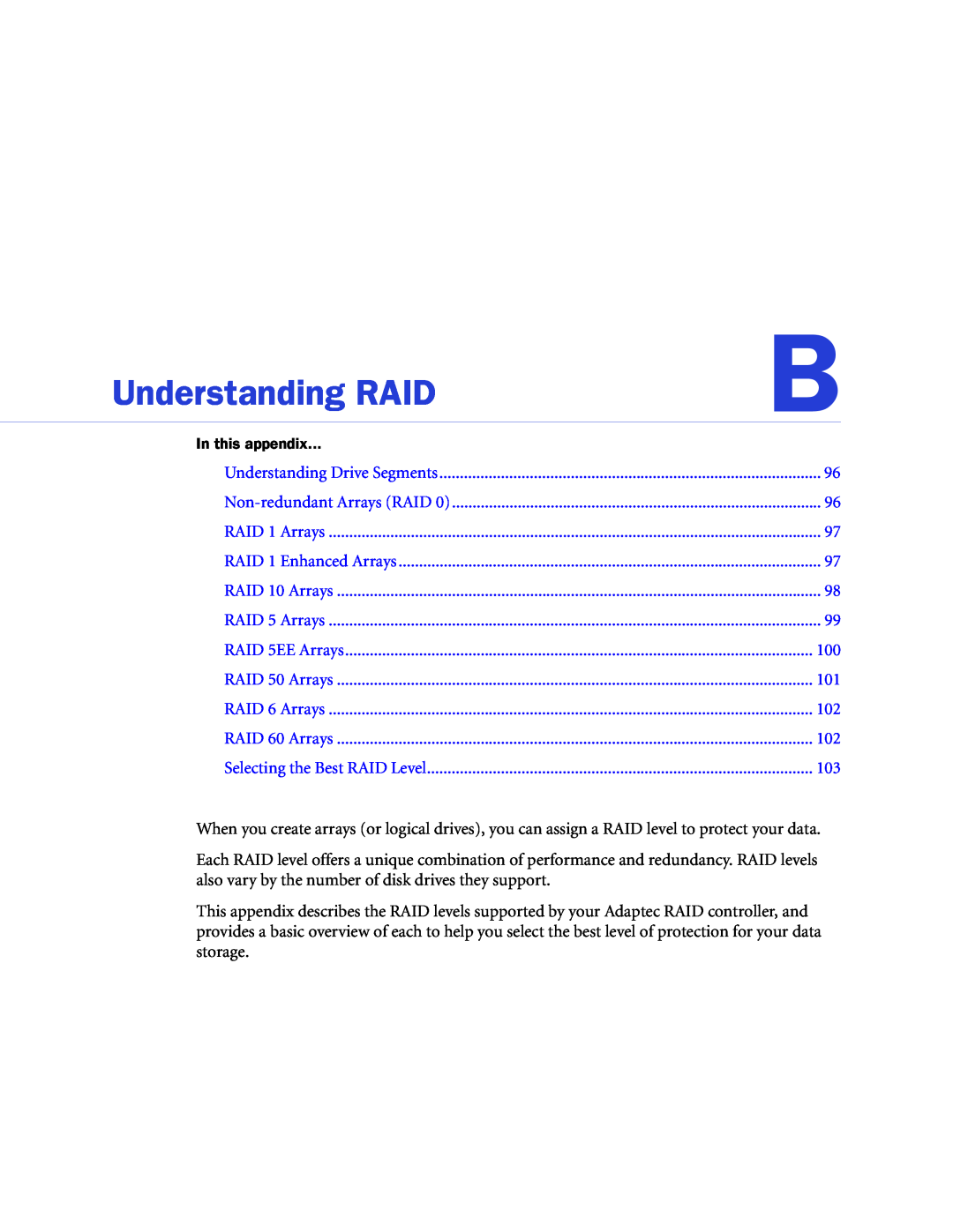 Adaptec 2268300R manual Understanding RAID 
