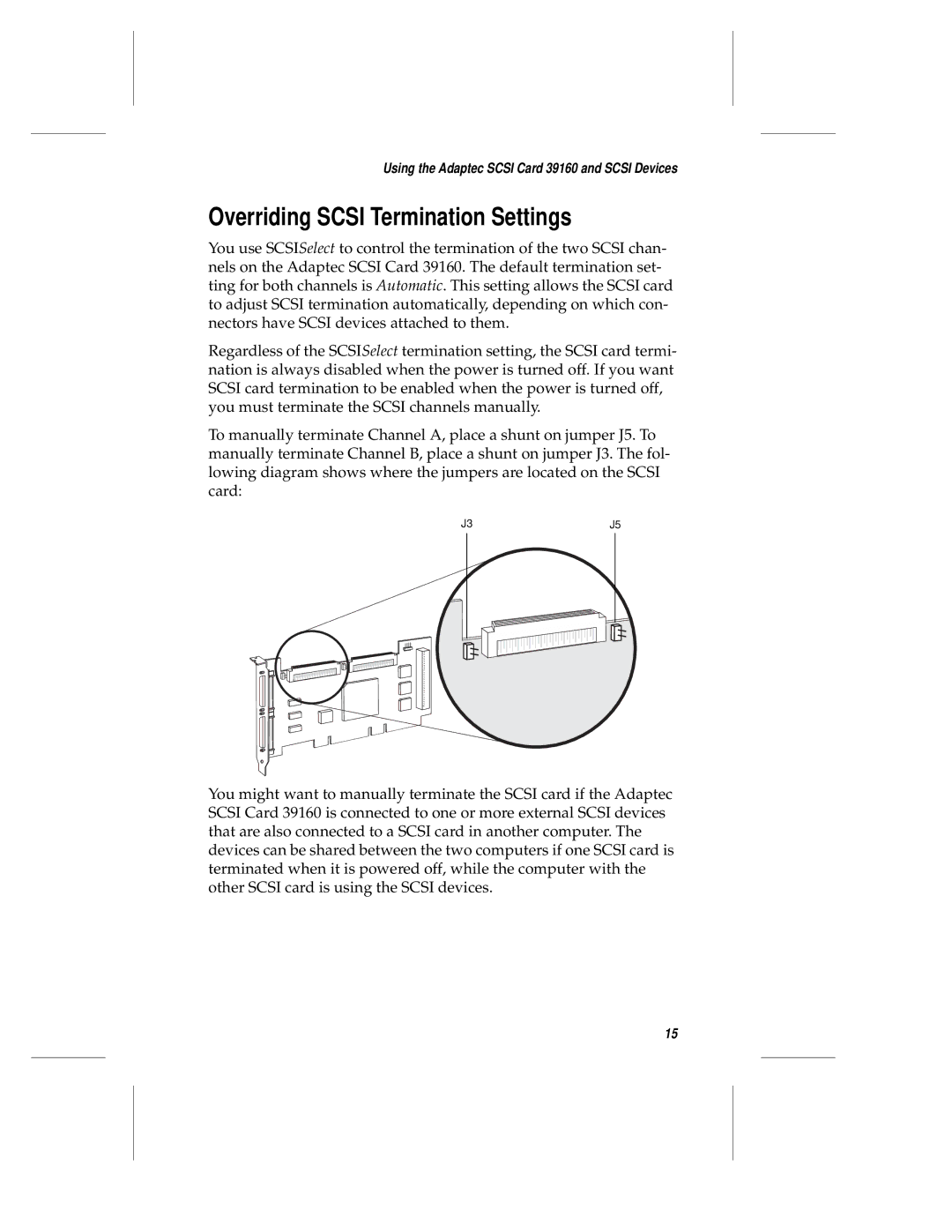 Adaptec 39106 manual Overriding Scsi Termination Settings 