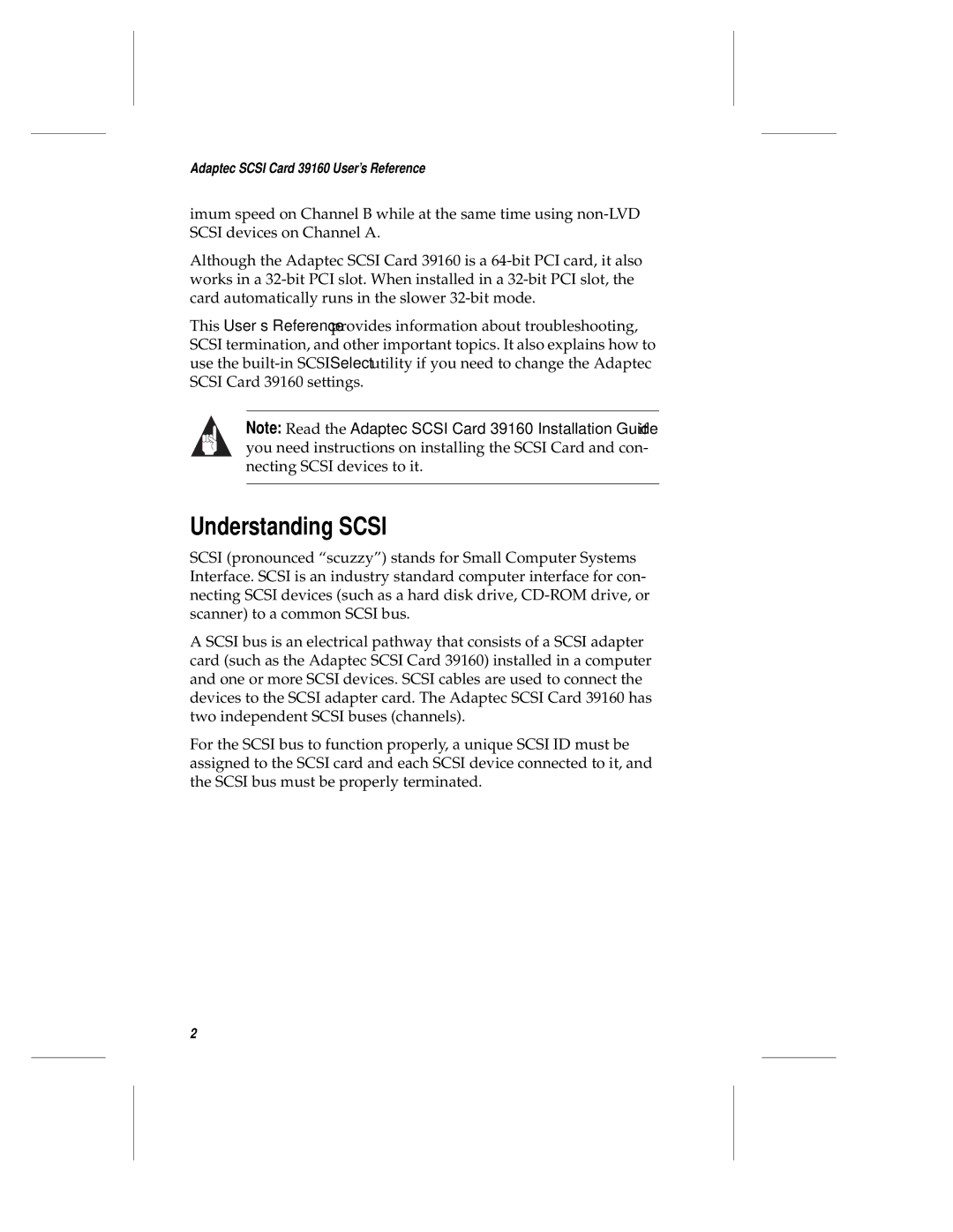 Adaptec 39106 manual Understanding Scsi 