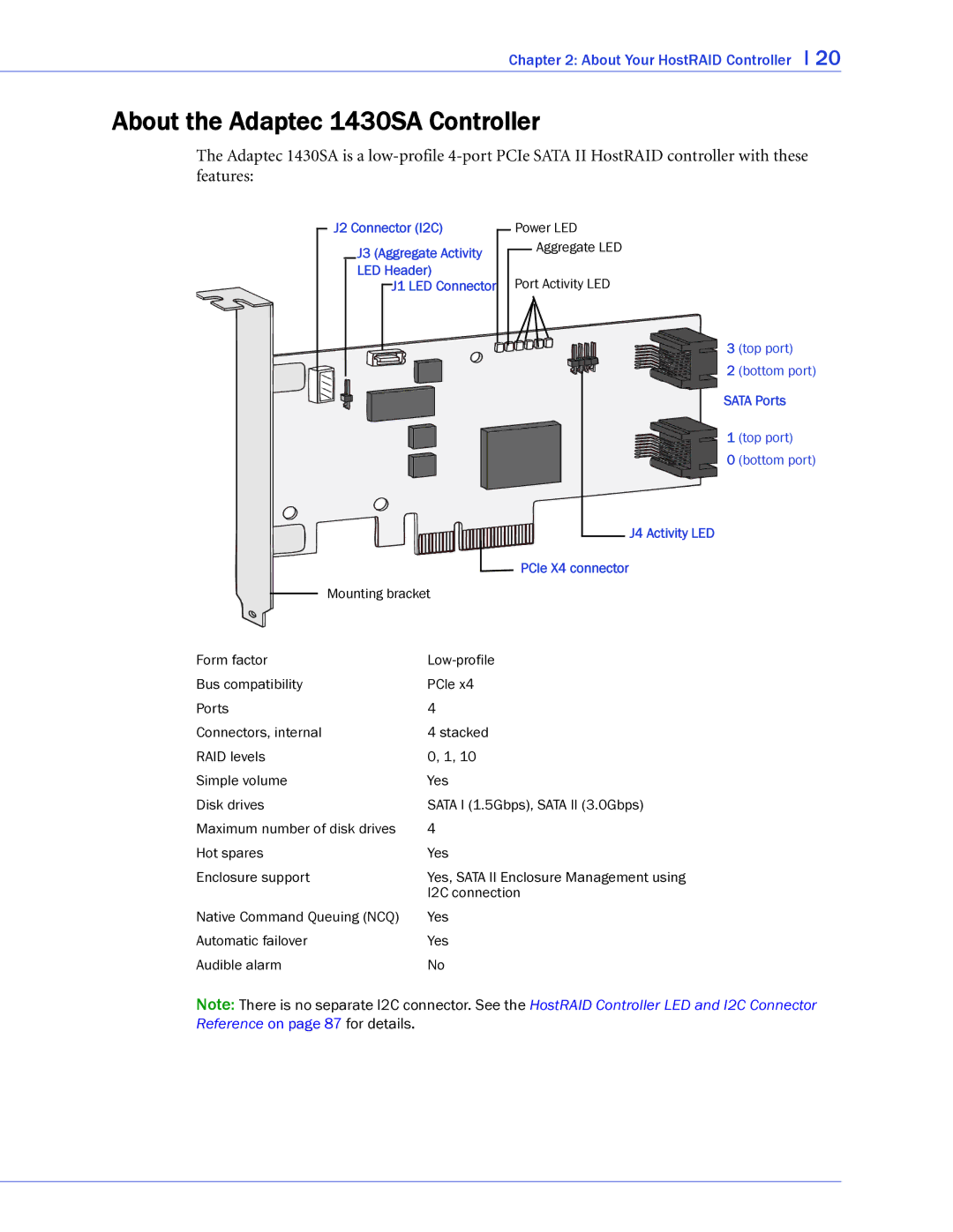 Adaptec 58300, 44300, 48300, 1220SA, 1420SA, 1225SA manual About the Adaptec 1430SA Controller 