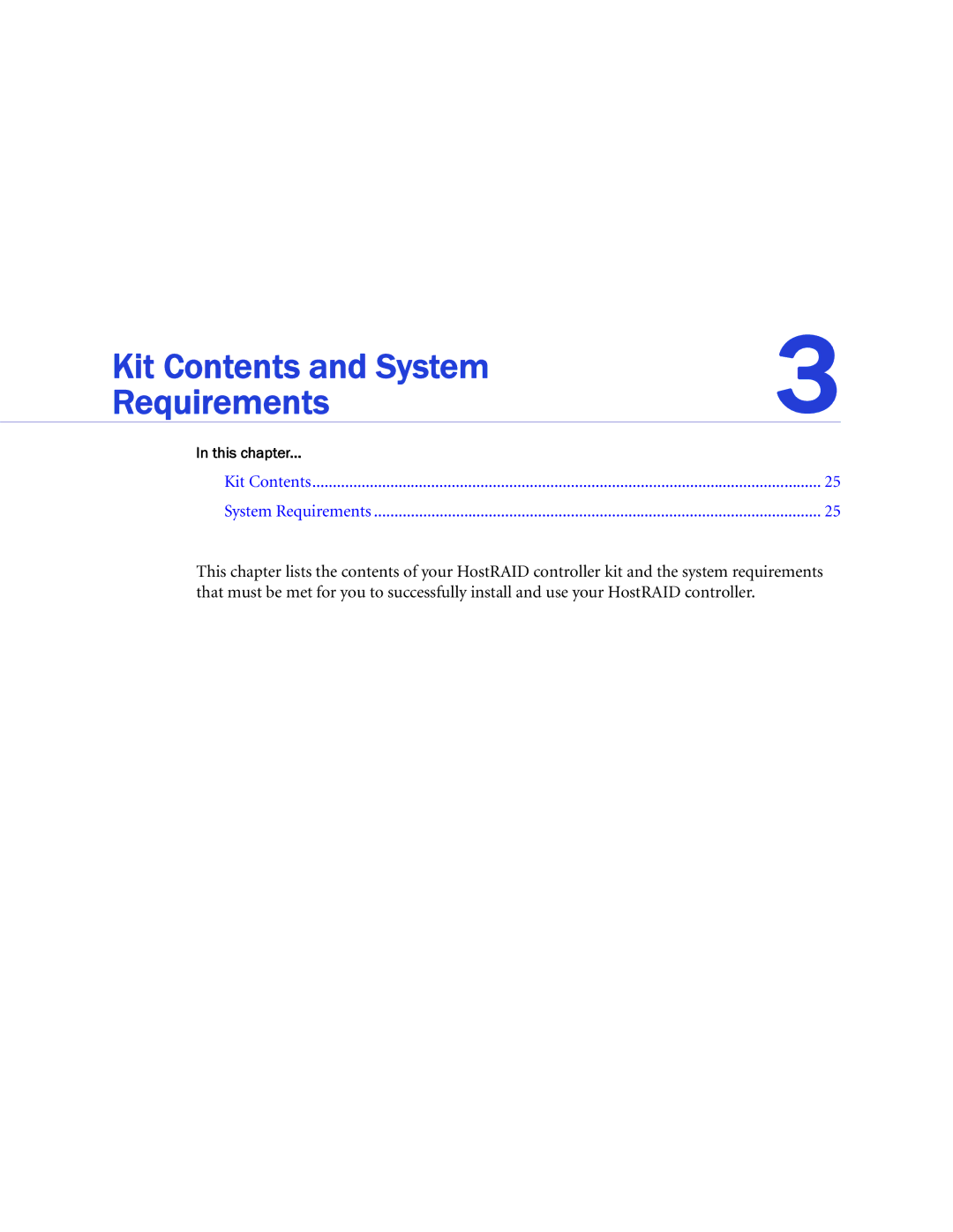 Adaptec 1220SA, 58300, 44300, 48300, 1420SA, 1225SA, 1430SA manual Kit Contents and System Requirements 