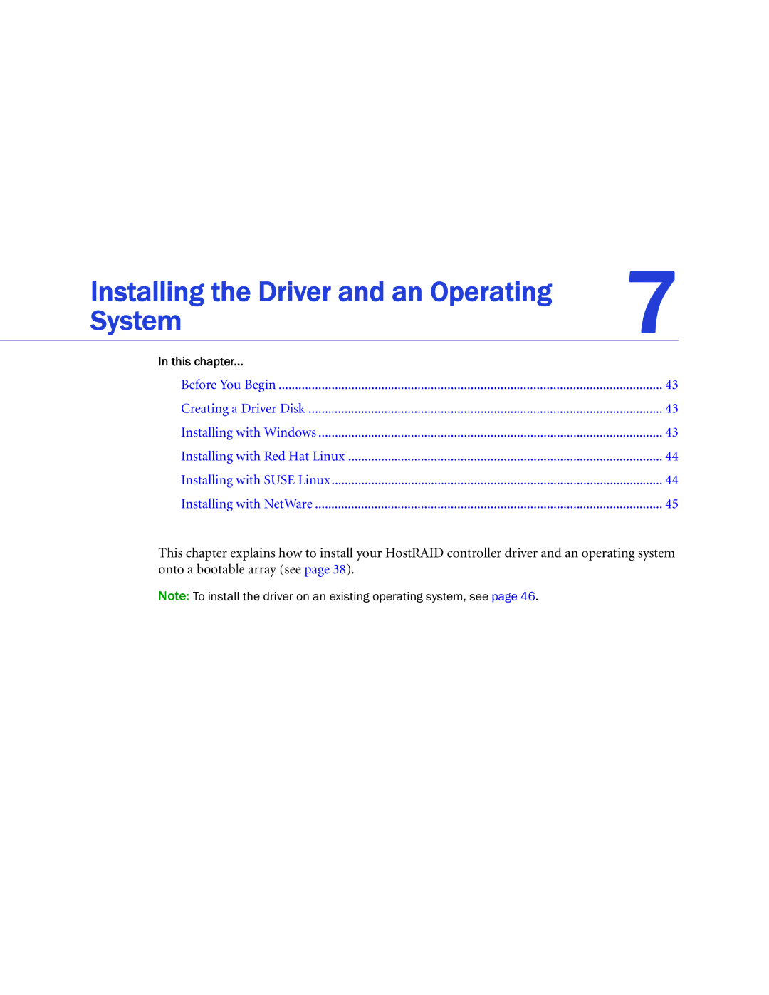 Adaptec 1430SA, 58300, 44300, 48300, 1220SA, 1420SA, 1225SA manual Installing the Driver and an Operating System 