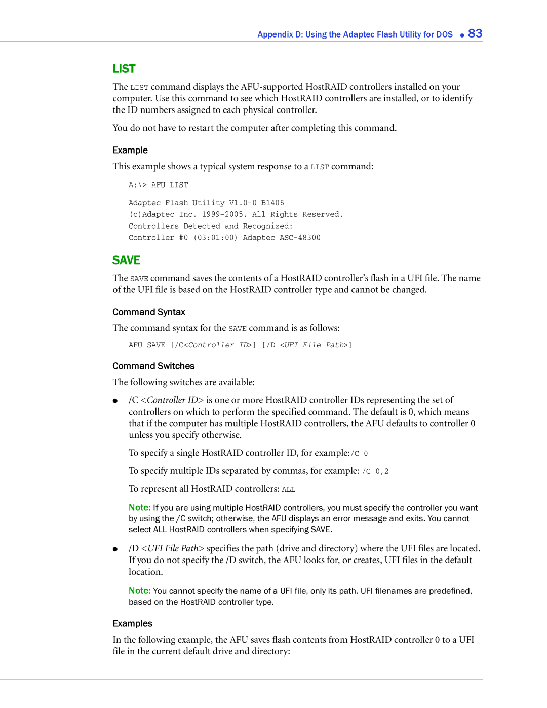 Adaptec 1225SA, 58300, 44300, 48300, 1220SA, 1420SA, 1430SA manual Example, Command Syntax, Command Switches 