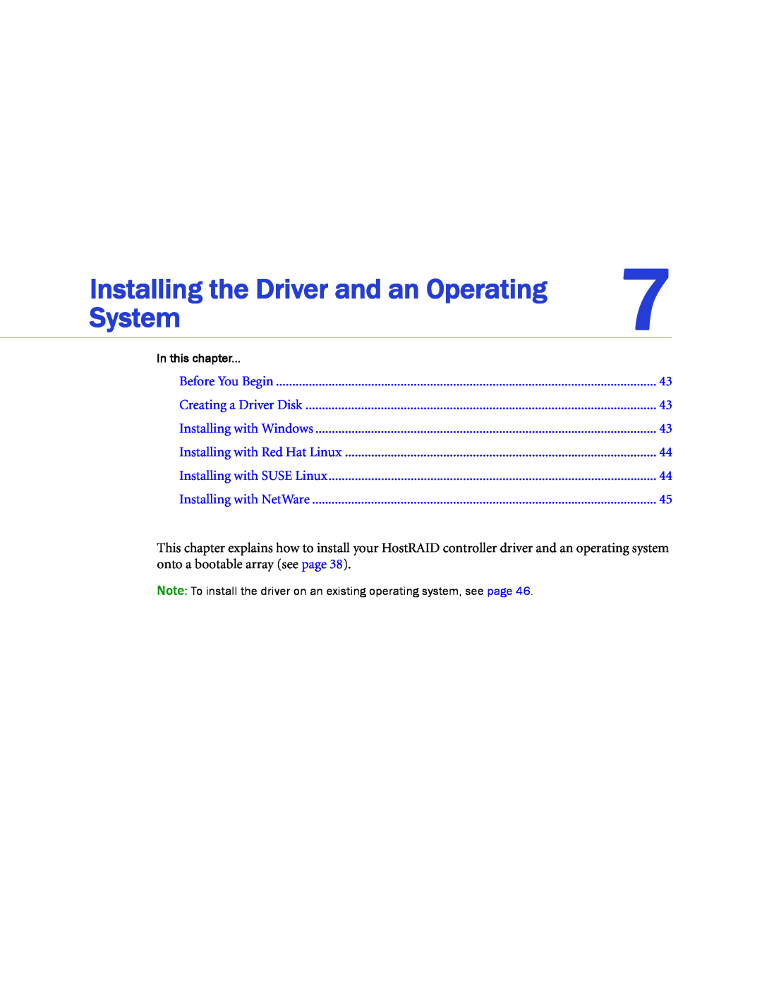 Adaptec 1430SA, 58300, 44300, 48300, 1220SA, 1420SA, 1225SA Installing the Driver and an Operating, System, In this chapter 