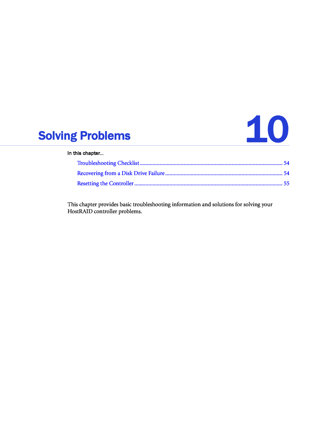 Adaptec 1220SA, 58300 Solving Problems, In this chapter, Troubleshooting Checklist, Recovering from a Disk Drive Failure 