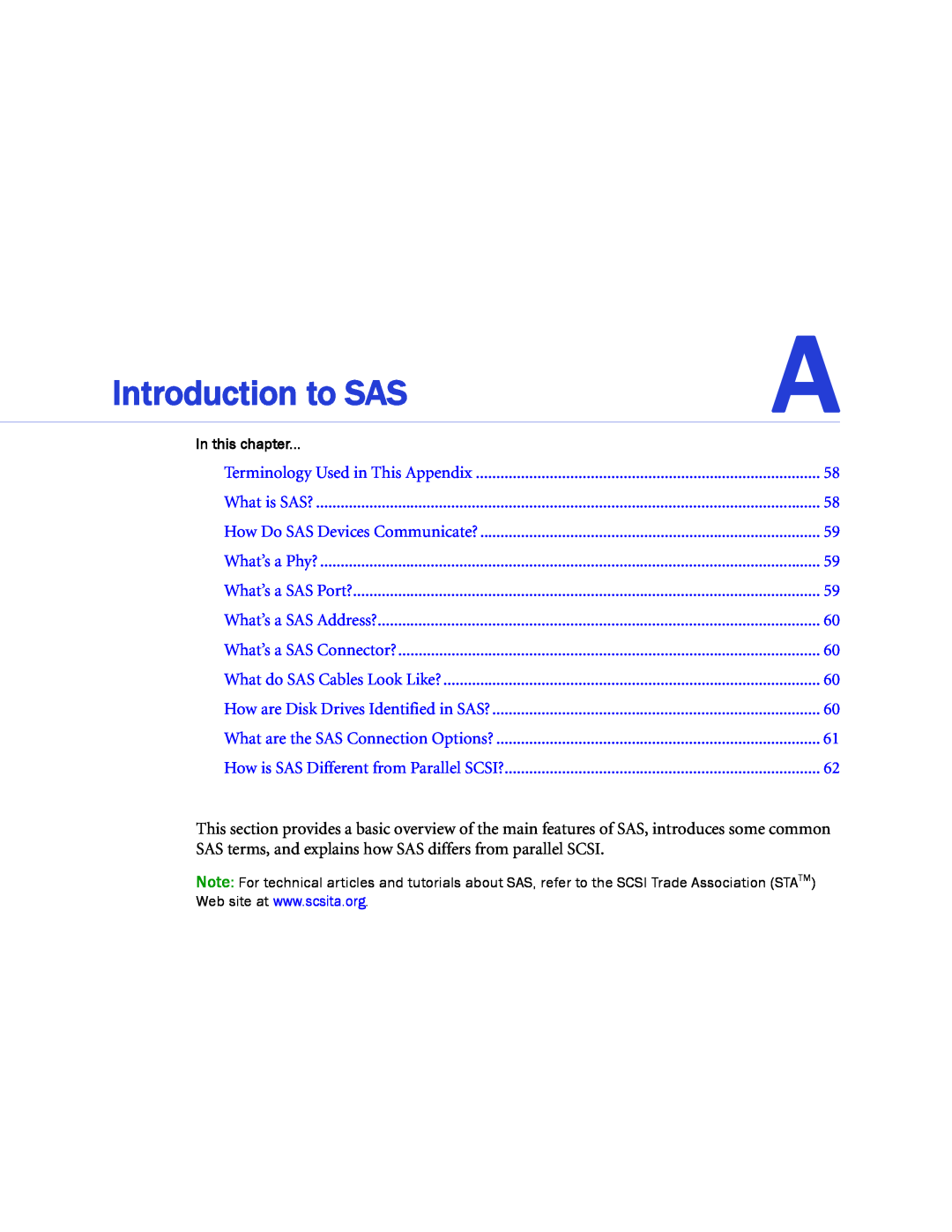 Adaptec 1420SA, 58300 Introduction to SAS, In this chapter, Terminology Used in This Appendix, What is SAS?, What’s a Phy? 