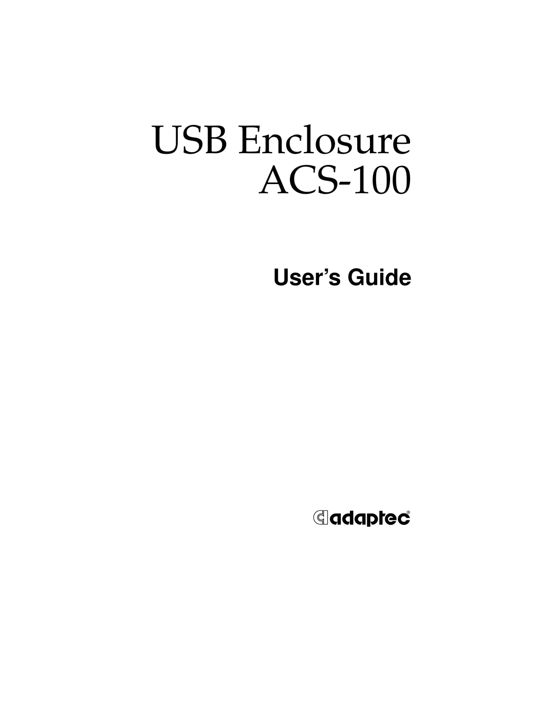 Adaptec manual USB Enclosure ACS-100 