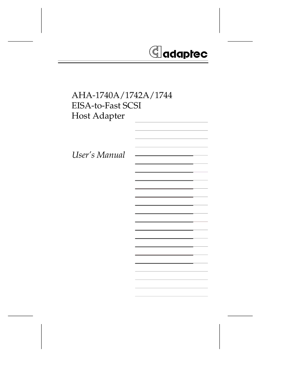 Adaptec 1742A, AHA-1740A, 1744 user manual User’s Manual 