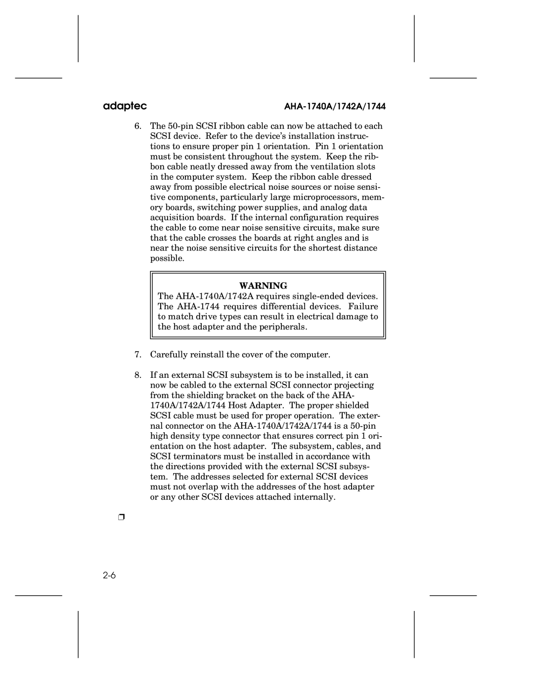 Adaptec 1742A, AHA-1740A, 1744 user manual Adaptec 