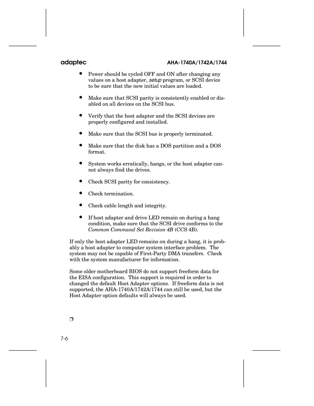 Adaptec 1744, AHA-1740A, 1742A user manual Adaptec 