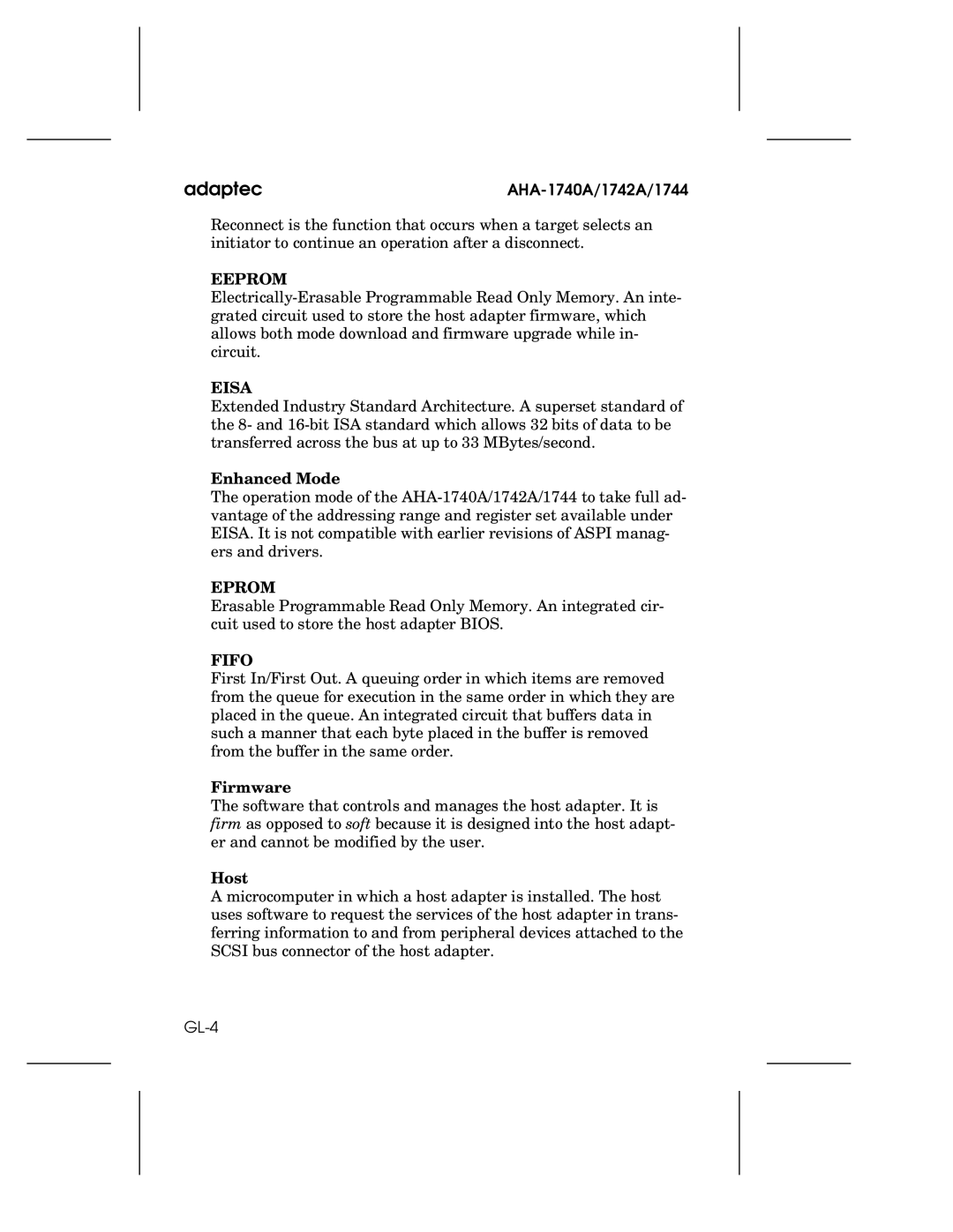 Adaptec AHA-1740A, 1742A, 1744 user manual Enhanced Mode, Firmware, Host 