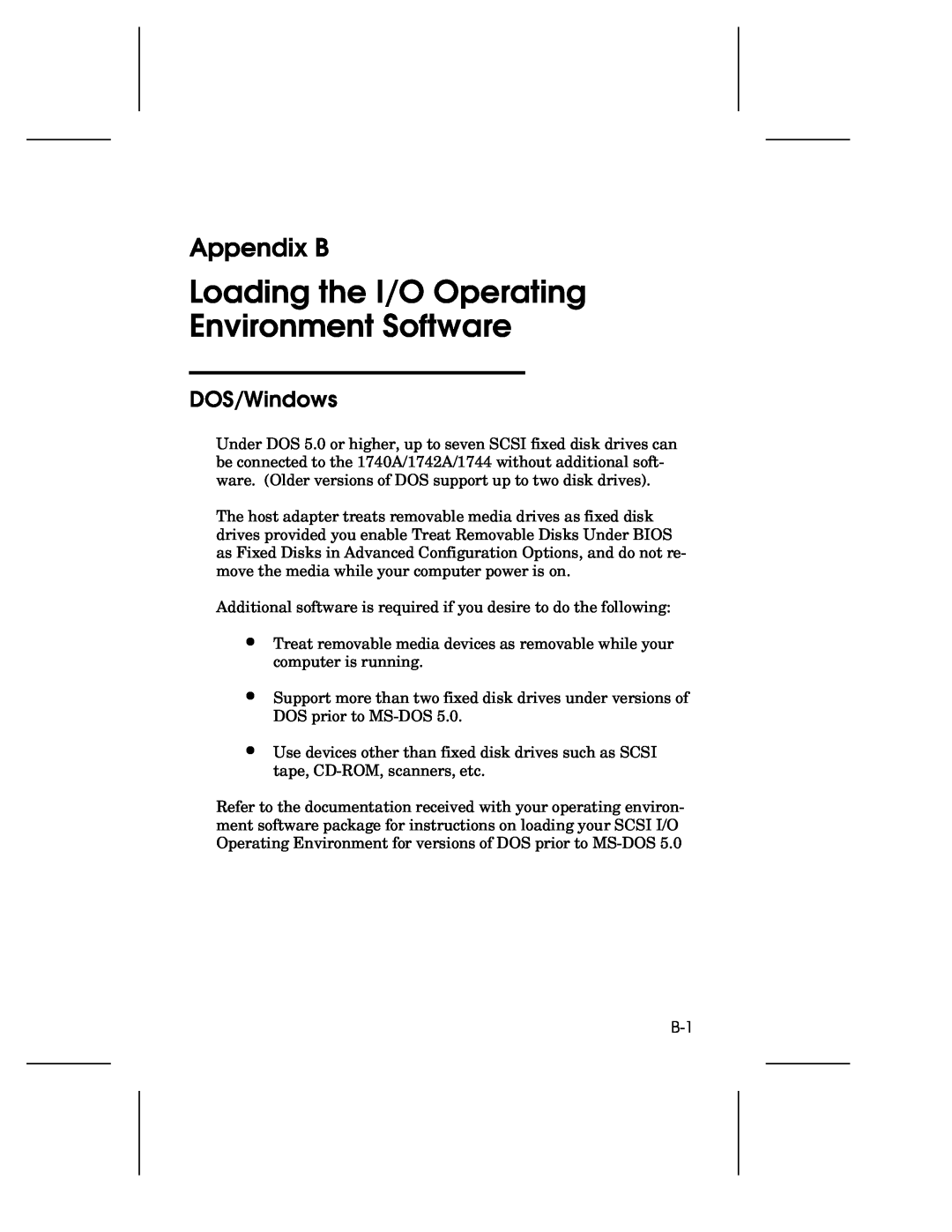 Adaptec 1742A, AHA-1740A, 1744 user manual Loading the I/O Operating Environment Software, Appendix B, DOS/Windows 