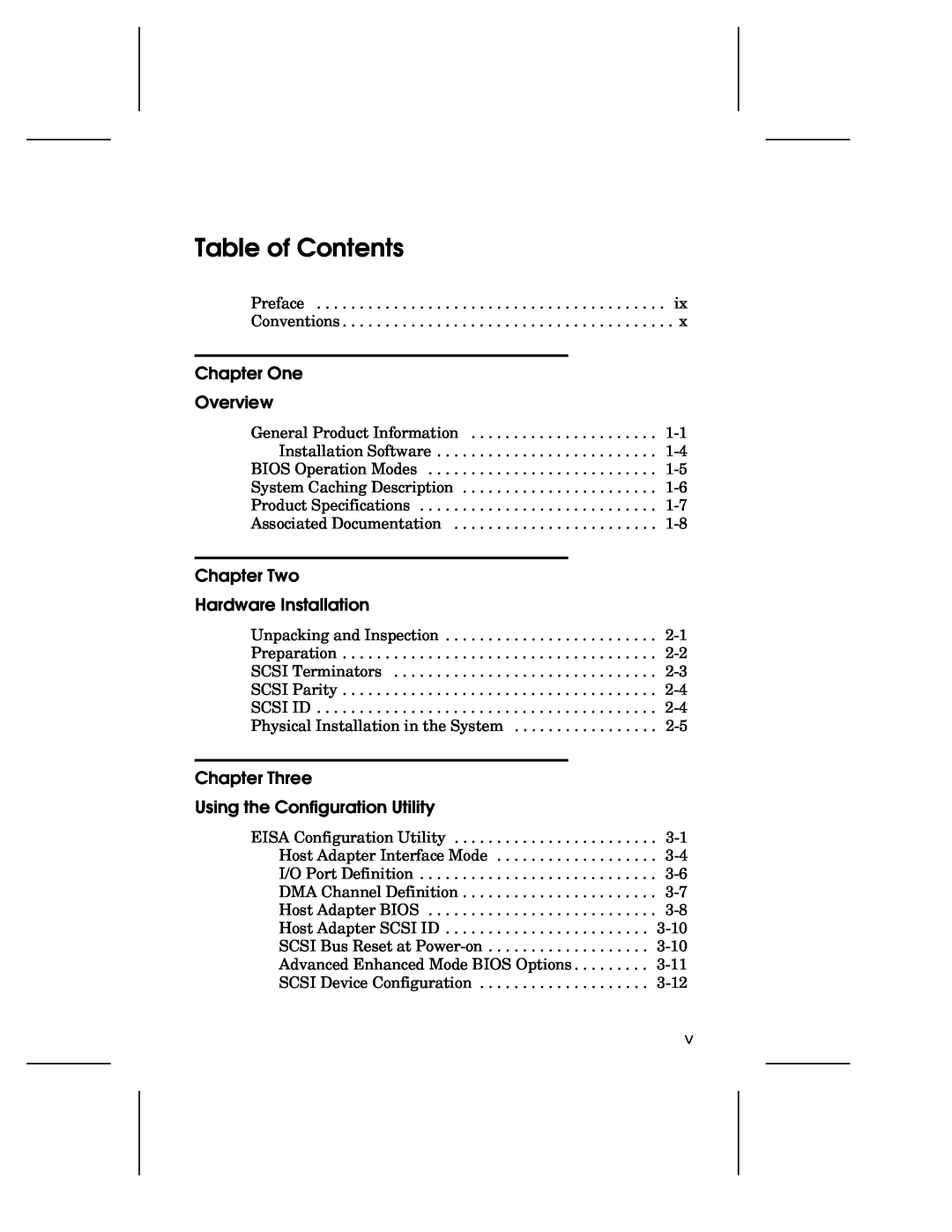Adaptec 1742A, AHA-1740A, 1744 user manual Table of Contents, Chapter One Overview, Chapter Two Hardware Installation 