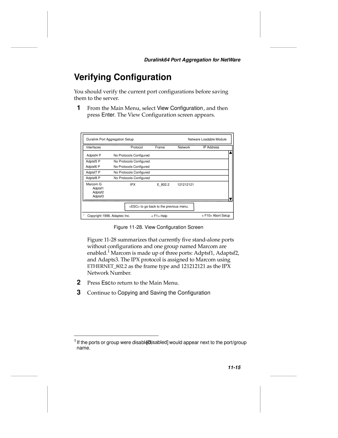 Adaptec ANA-62000, ANA-69000 manual Verifying Configuration, Ipx 