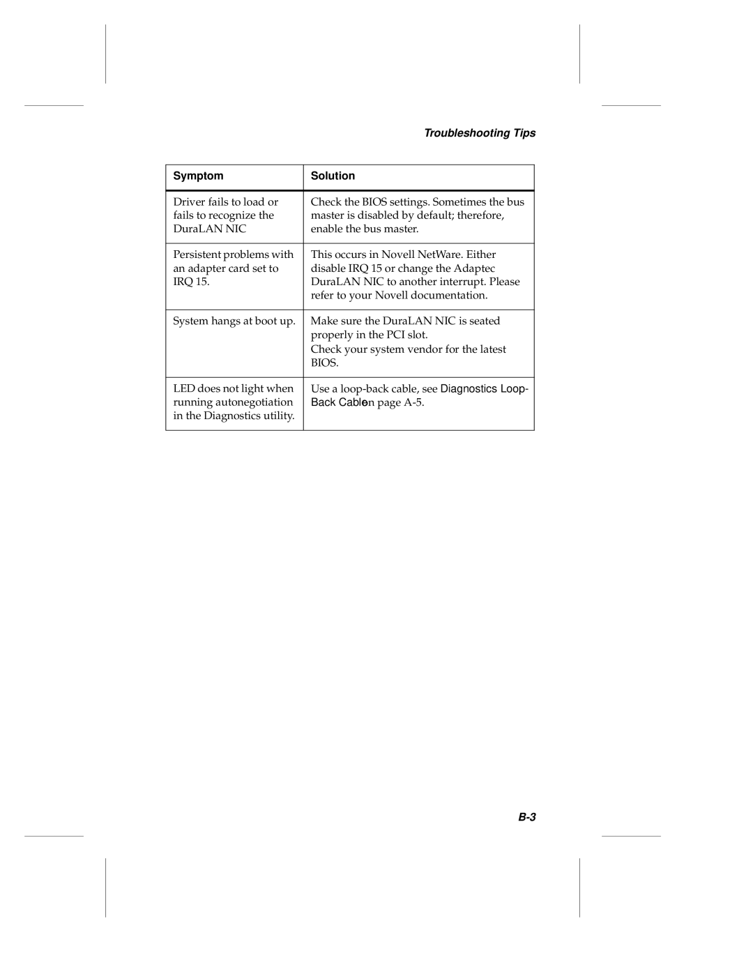 Adaptec ANA-62000, ANA-69000 manual Troubleshooting Tips 