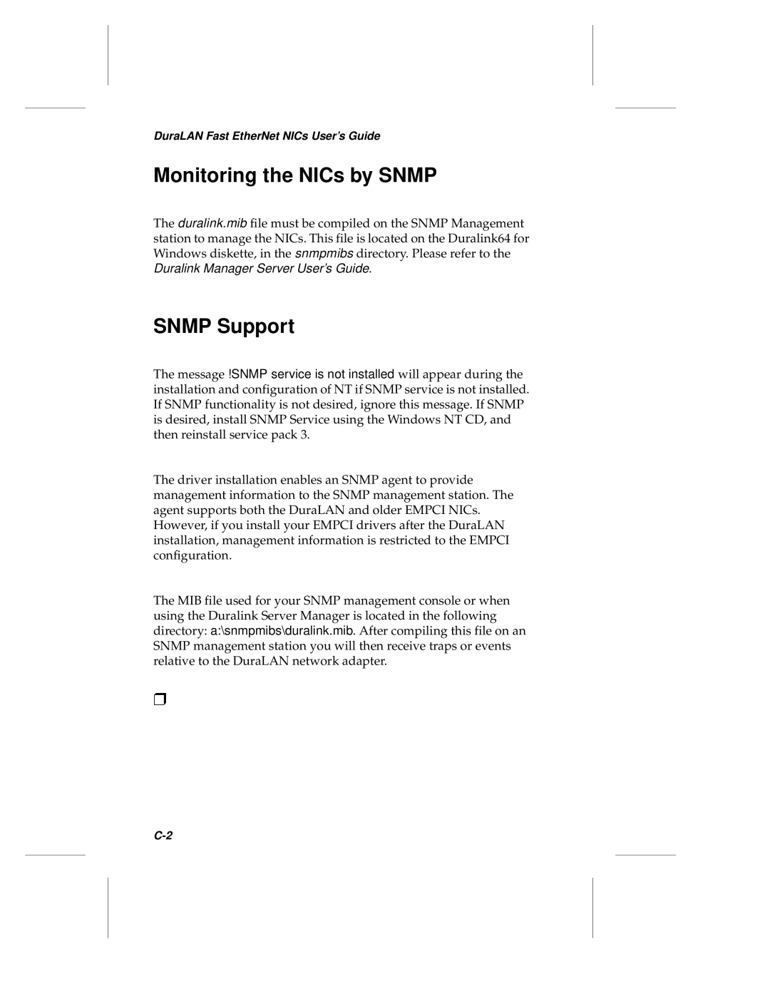 Adaptec ANA-69000, ANA-62000 manual Monitoring the NICs by Snmp, Snmp Support 