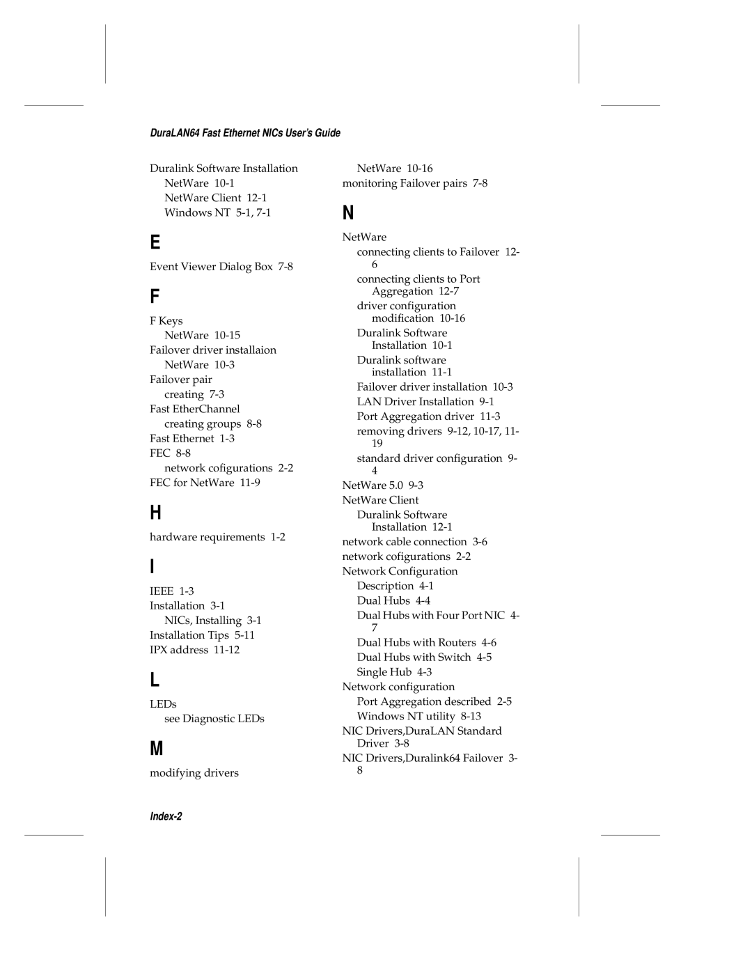 Adaptec ANA-69000, ANA-62000 manual DuraLAN64 Fast Ethernet NICs User’s Guide 