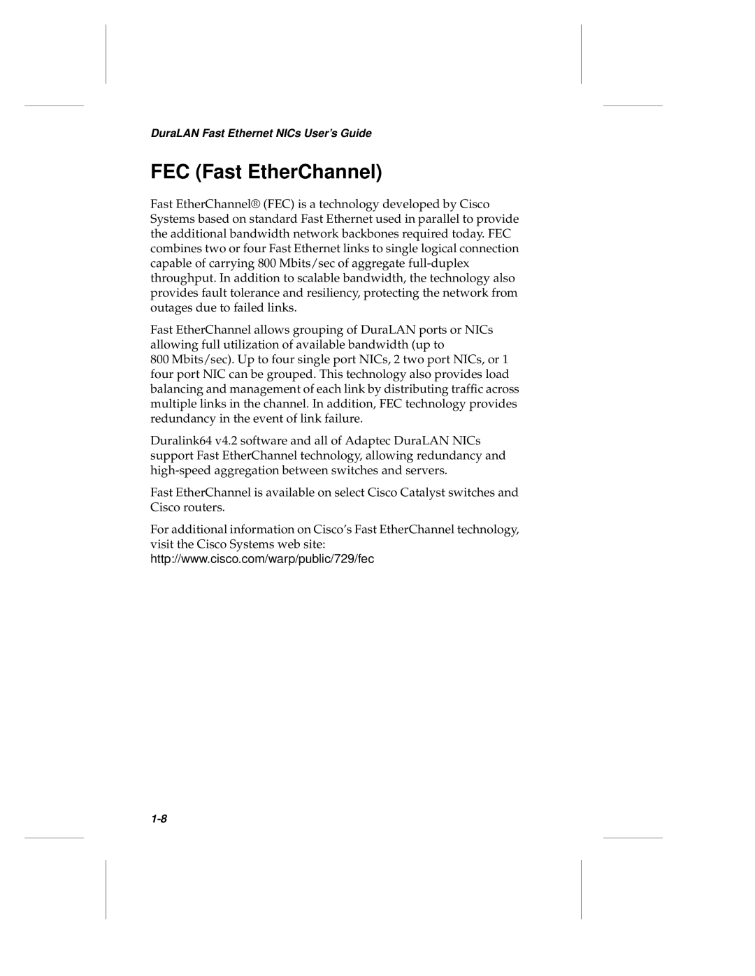 Adaptec ANA-69000, ANA-62000 manual FEC Fast EtherChannel 