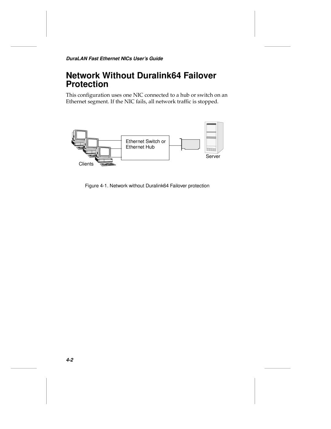 Adaptec ANA-69000 manual Network Without Duralink64 Failover Protection, Network without Duralink64 Failover protection 