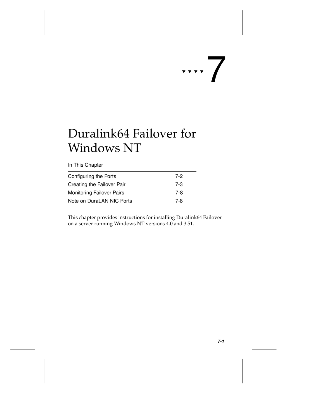 Adaptec ANA-62000, ANA-69000 manual Duralink64 Failover for Windows NT 