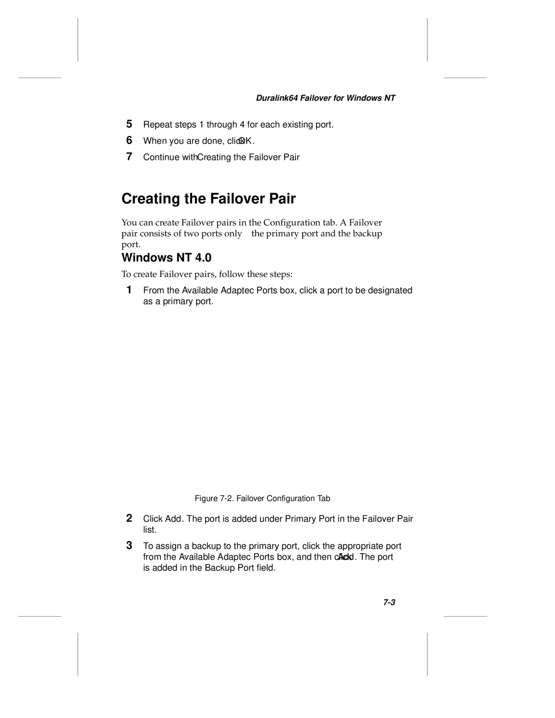 Adaptec ANA-62000, ANA-69000 manual Creating the Failover Pair, Failover Configuration Tab 