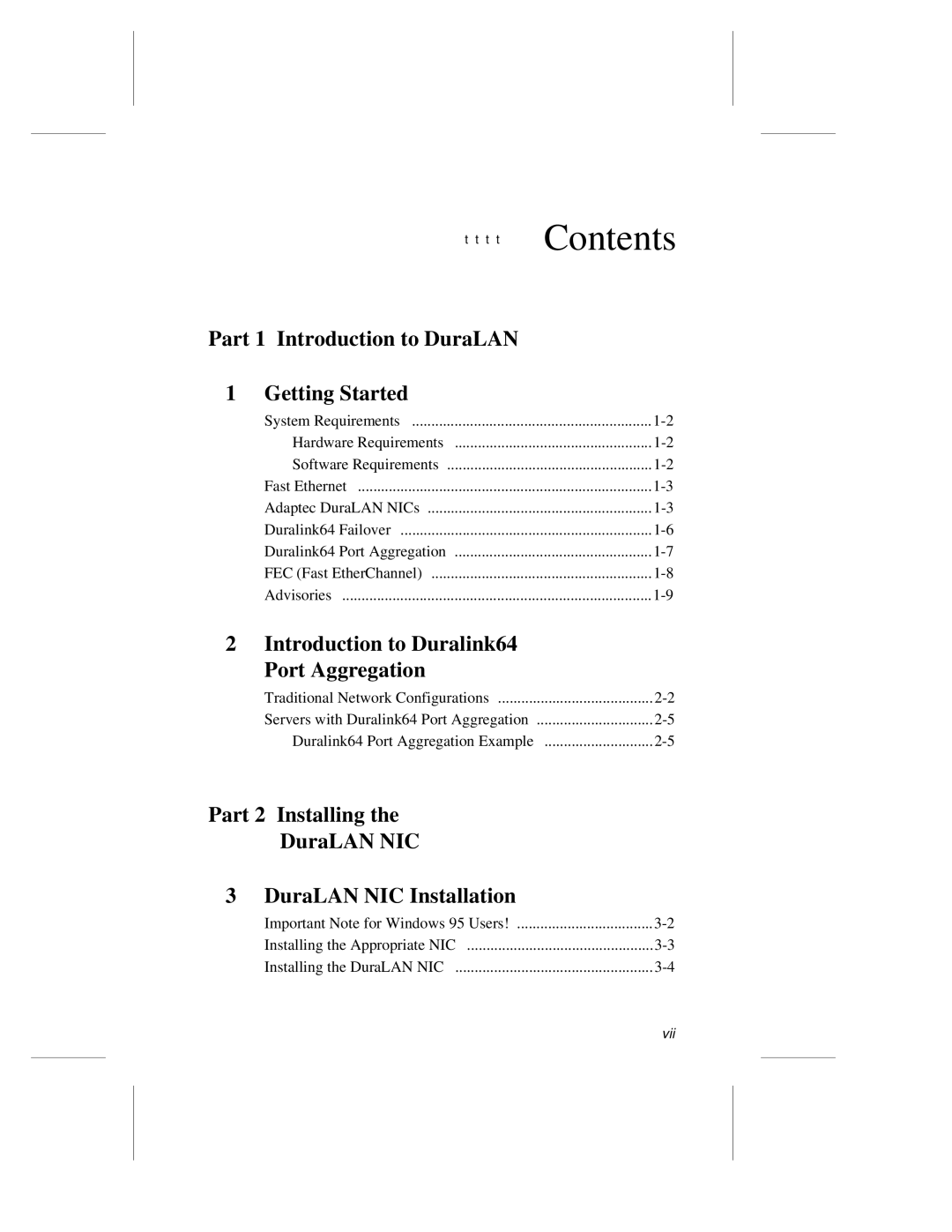 Adaptec ANA-62000, ANA-69000 manual Part 1 Introduction to DuraLAN Getting Started 