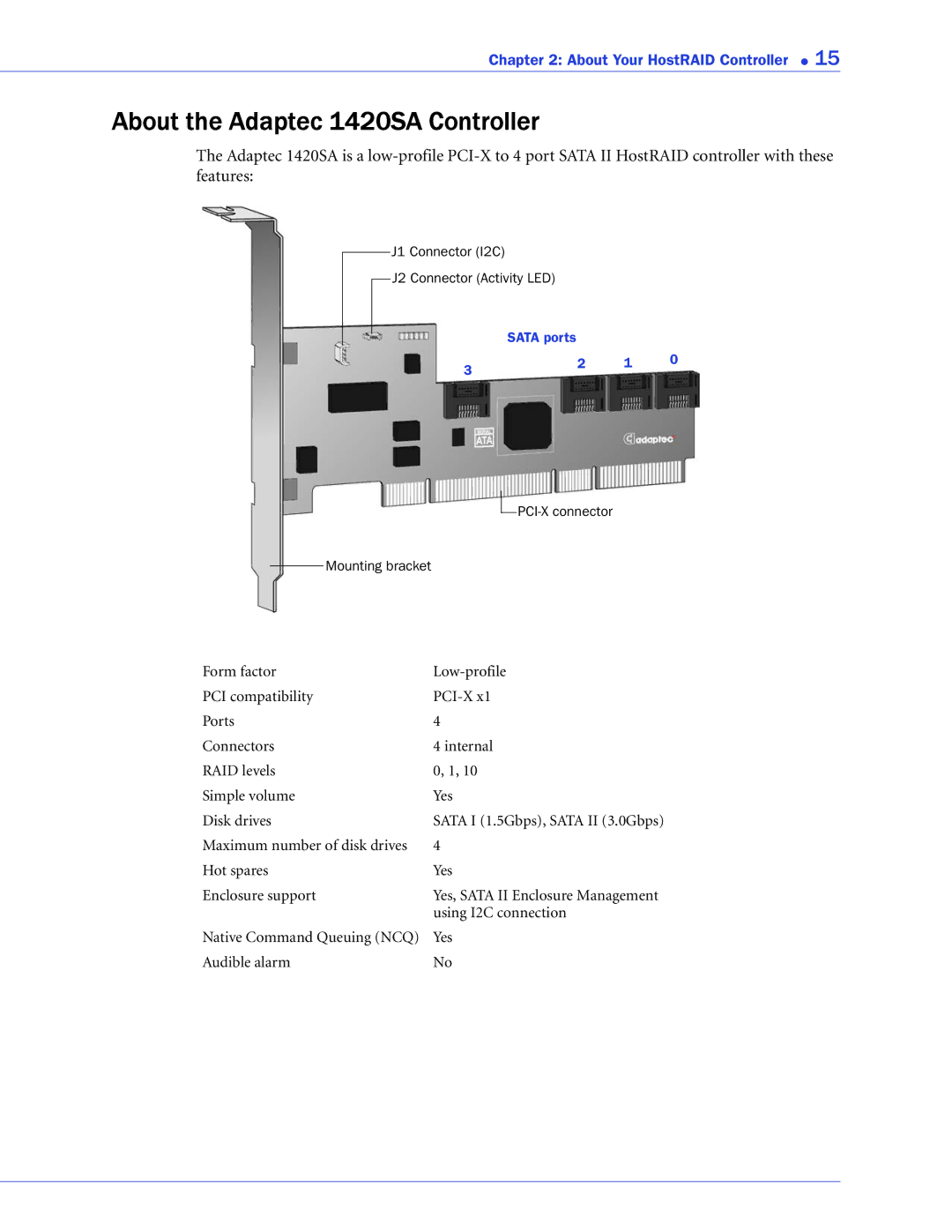 Adaptec ATA II 1220SA, ATA II 1430SA, ATA II 1420SA manual About the Adaptec 1420SA Controller 