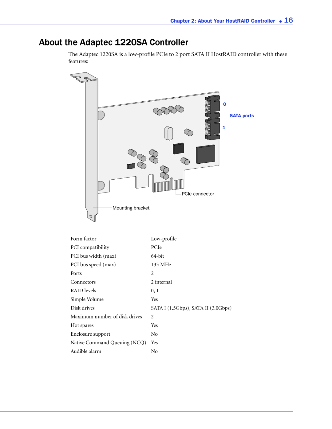 Adaptec ATA II 1430SA, ATA II 1220SA, ATA II 1420SA manual About the Adaptec 1220SA Controller 