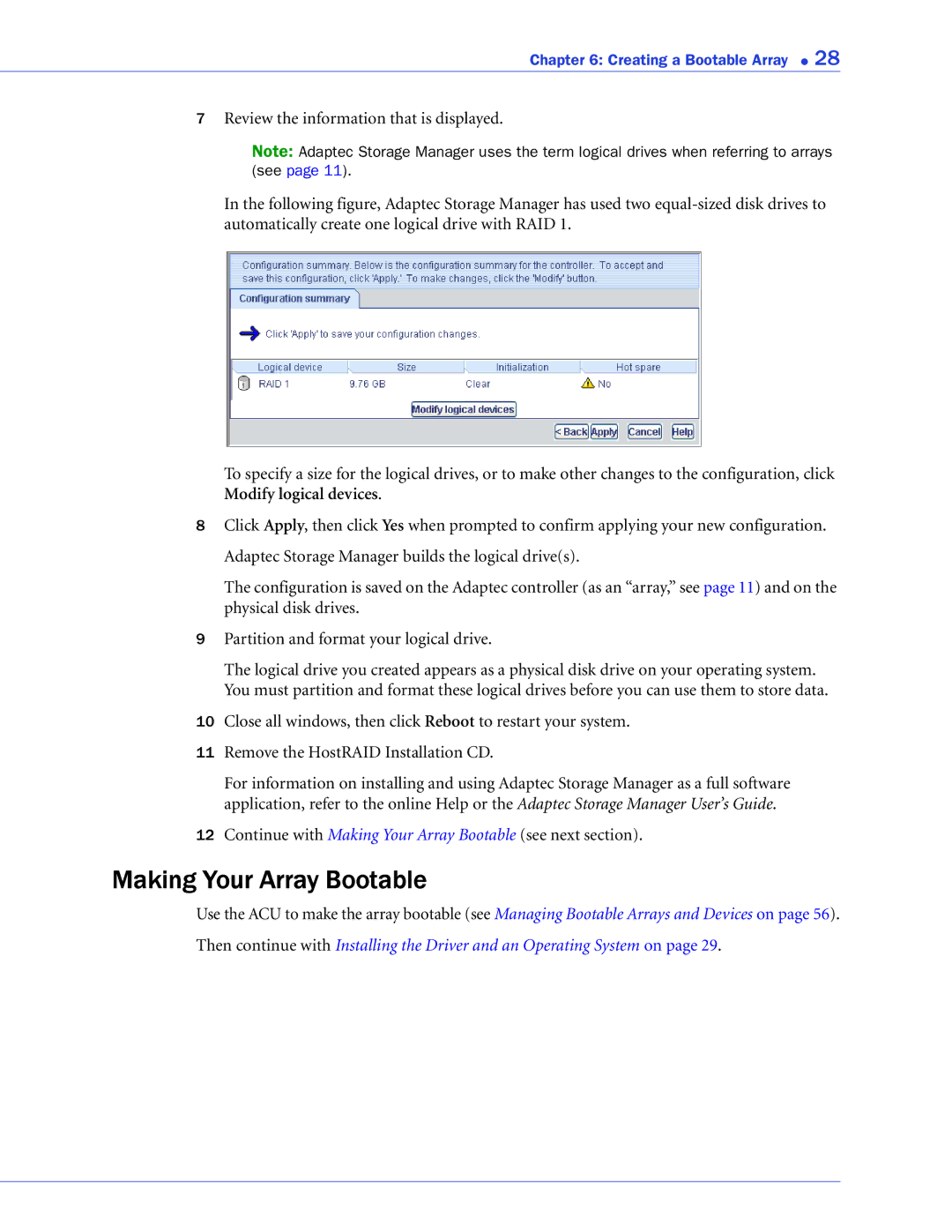 Adaptec ATA II 1430SA, ATA II 1220SA, ATA II 1420SA manual Making Your Array Bootable 