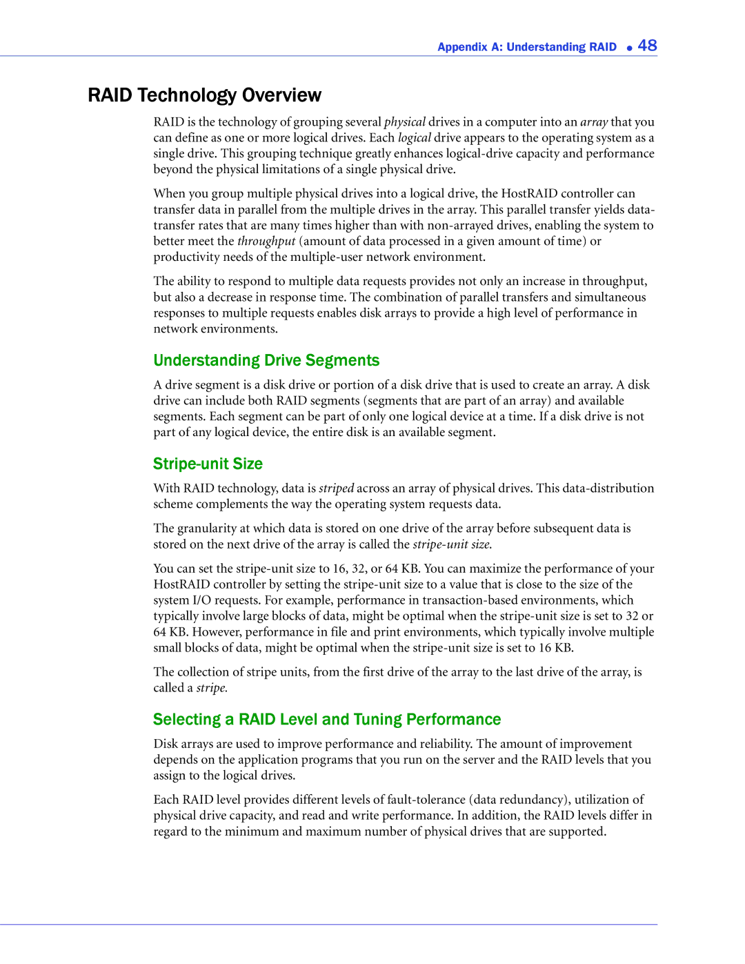 Adaptec ATA II 1220SA, ATA II 1430SA manual RAID Technology Overview, Understanding Drive Segments, Stripe-unit Size 