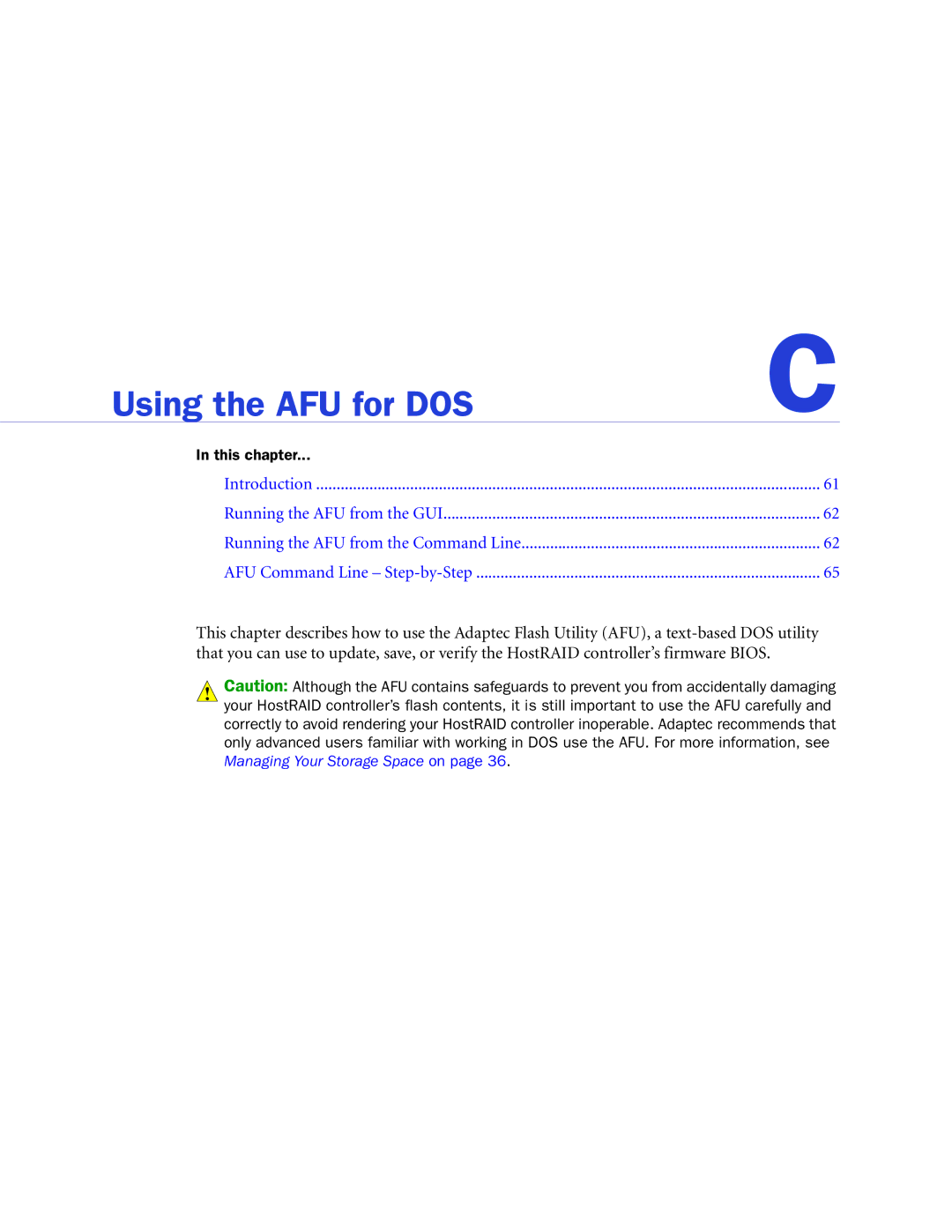 Adaptec ATA II 1220SA, ATA II 1430SA, ATA II 1420SA manual Using the AFU for DOS 