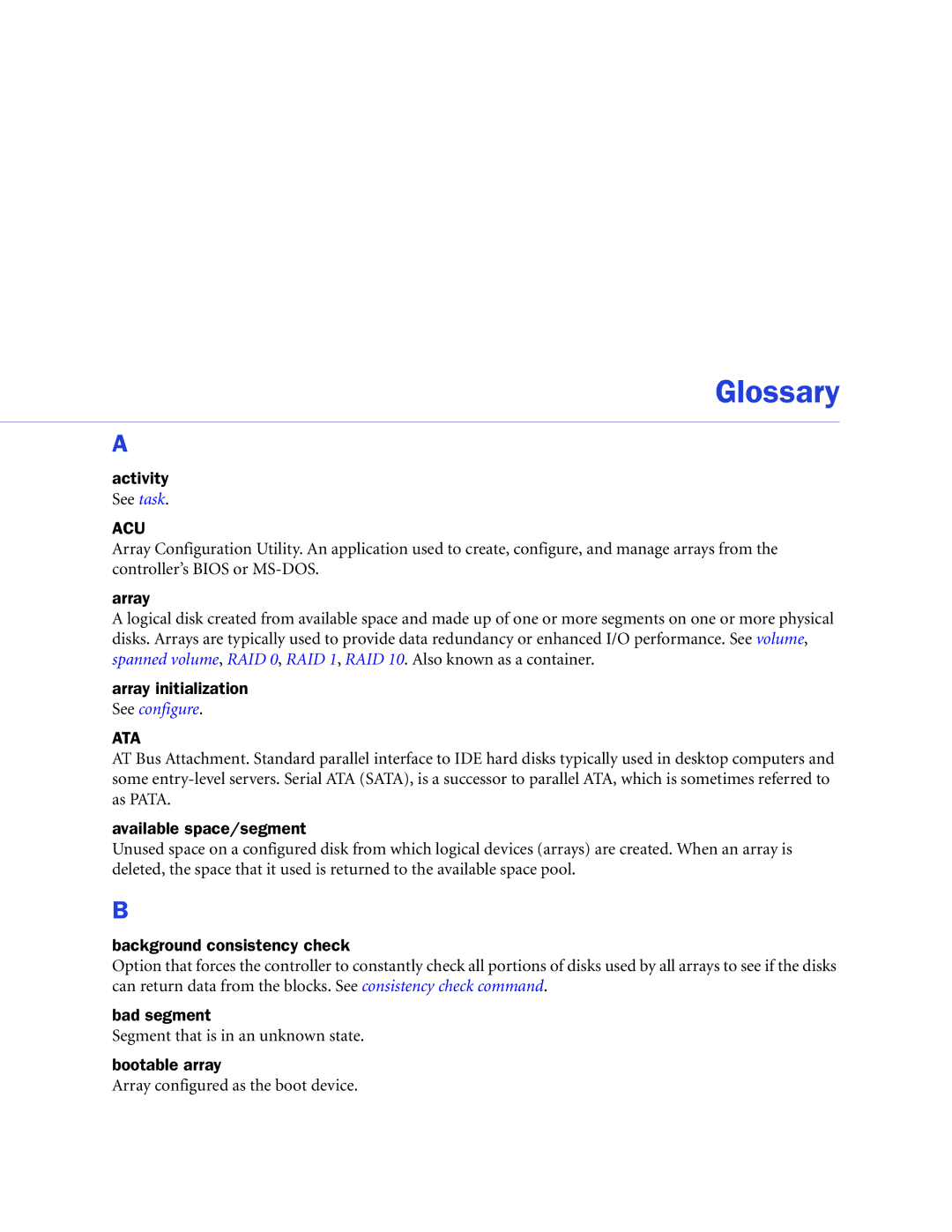 Adaptec ATA II 1430SA, ATA II 1220SA, ATA II 1420SA manual Glossary 