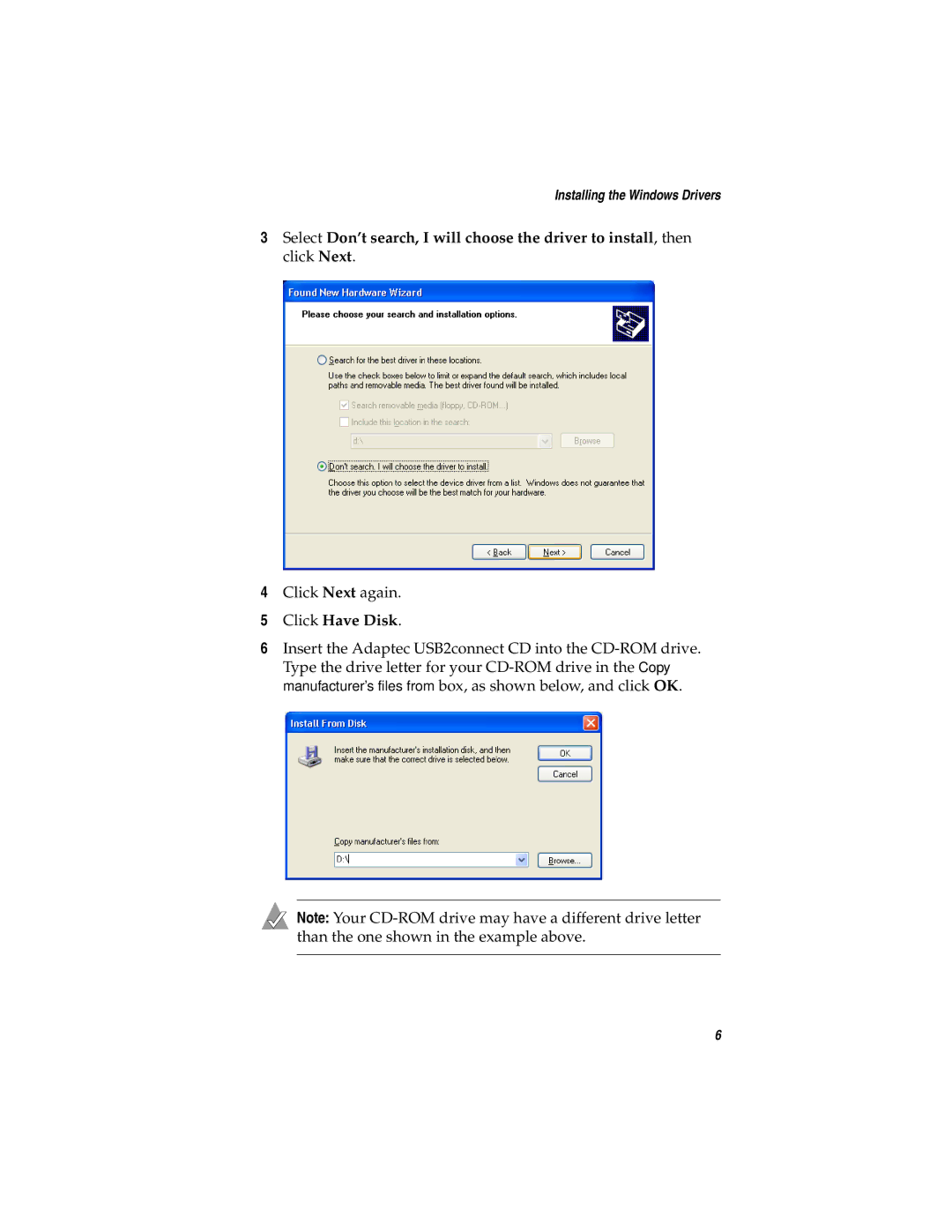 Adaptec AUA-3121 manual Click Have Disk 