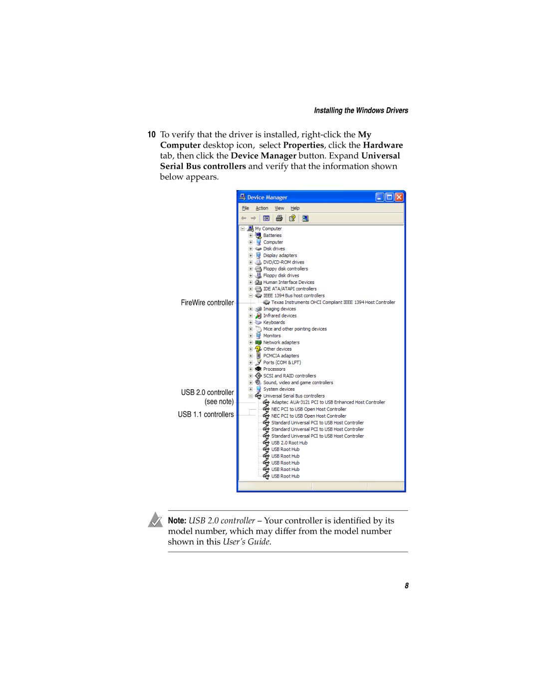 Adaptec AUA-3121 manual FireWire controller 