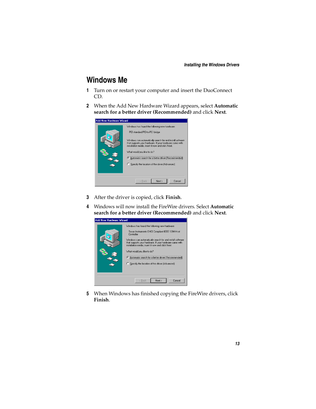 Adaptec AUA-3121 manual Windows Me 