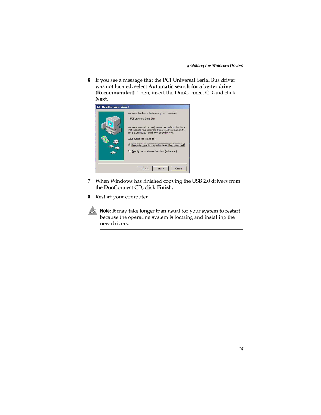 Adaptec AUA-3121 manual Installing the Windows Drivers 