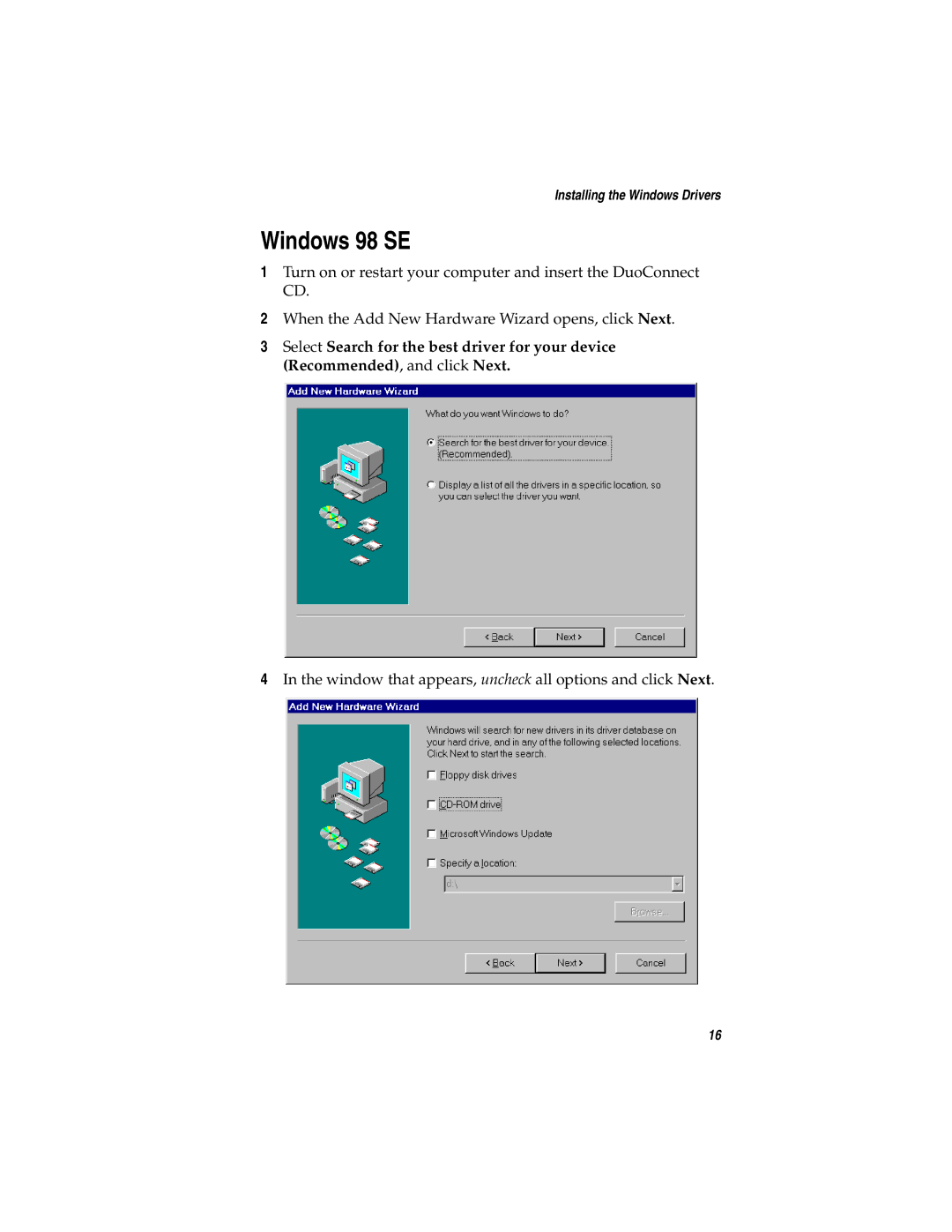 Adaptec AUA-3121 manual Windows 98 SE 