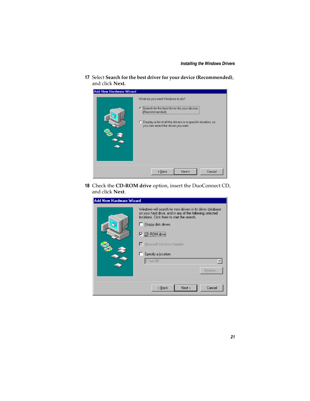 Adaptec AUA-3121 manual Installing the Windows Drivers 