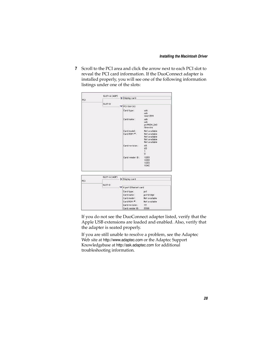 Adaptec AUA-3121 manual Installing the Macintosh Driver 