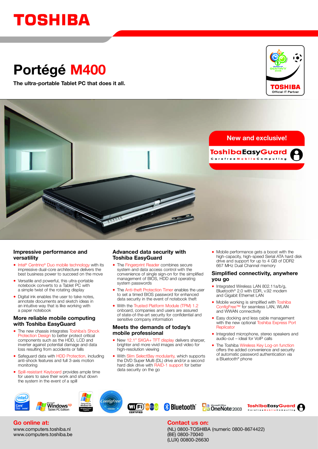 Adaptec M400 manual More reliable mobile computing with Toshiba EasyGuard, Advanced data security with Toshiba EasyGuard 