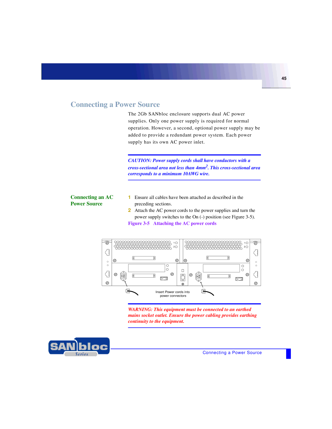 Adaptec MAN-FC2002-001 manual Connecting a Power Source, Connecting an AC 