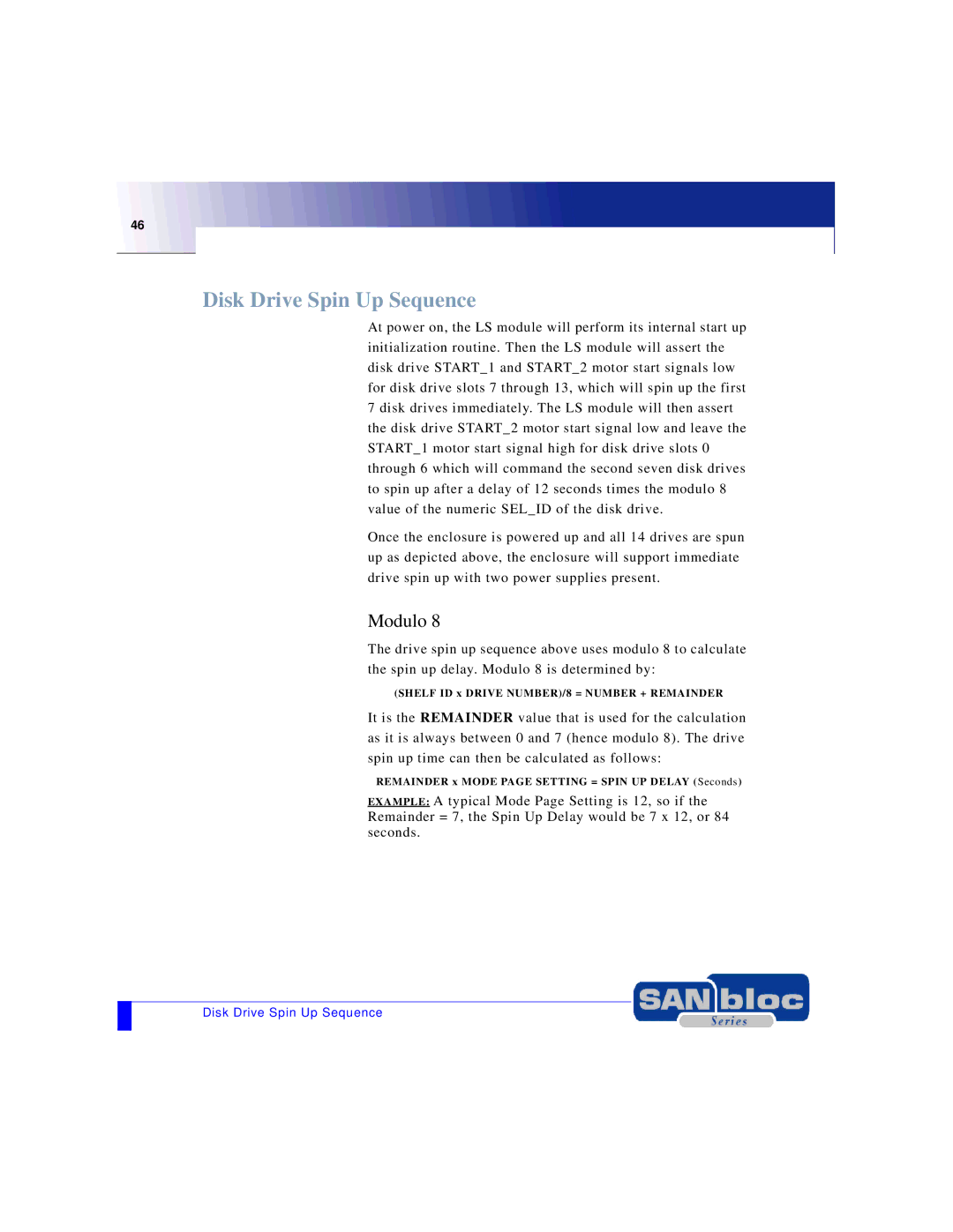 Adaptec MAN-FC2002-001 manual Disk Drive Spin Up Sequence, Modulo 