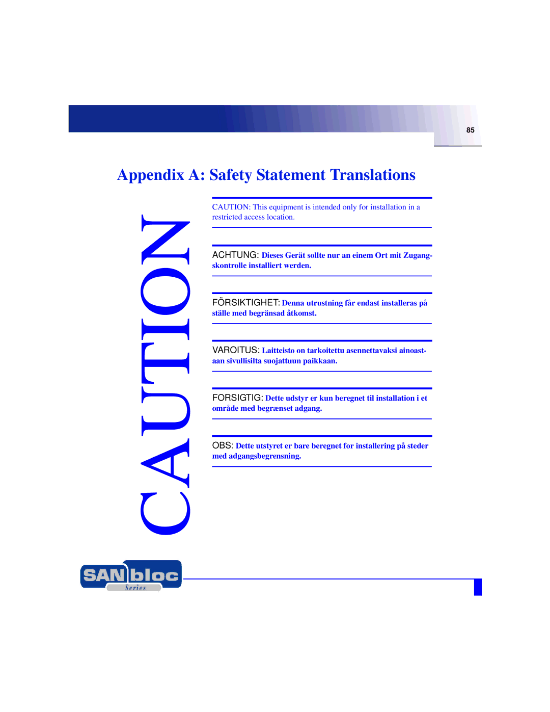 Adaptec MAN-FC2002-001 manual Appendix a Safety Statement Translations 