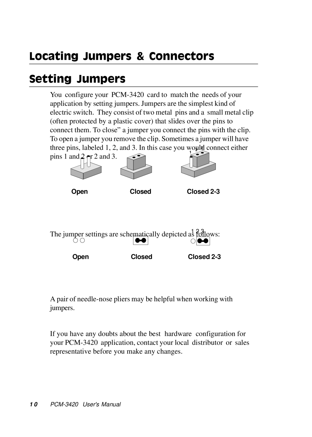 Adaptec PCM-3420, PC/104 manual Locating Jumpers & Connectors Setting Jumpers 